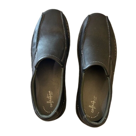 Clarks Vanek Step Loafer Black Oily Leather Men's Size 11 - Picture 7 of 10